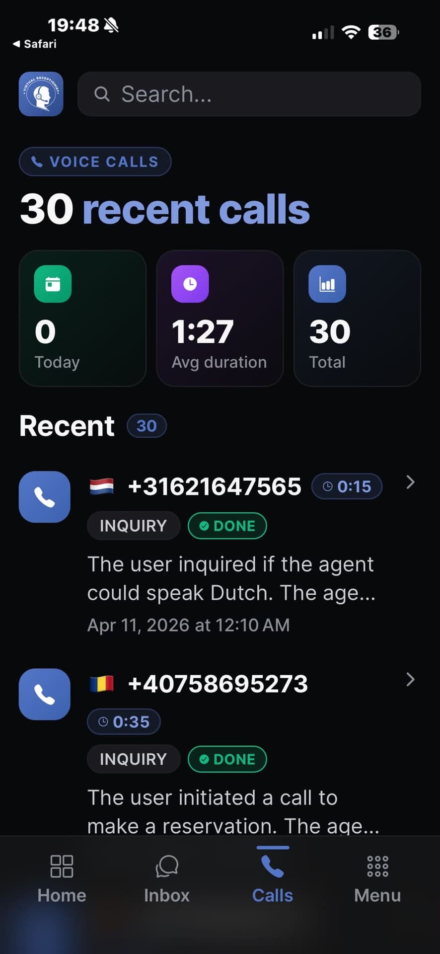 Recent Voice Calls